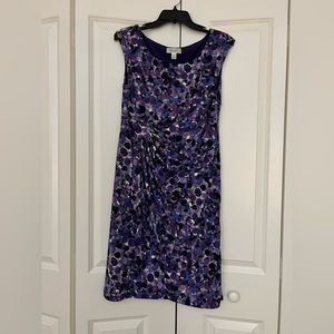 Dressbarn Purple Print Sheath Ruched Dress